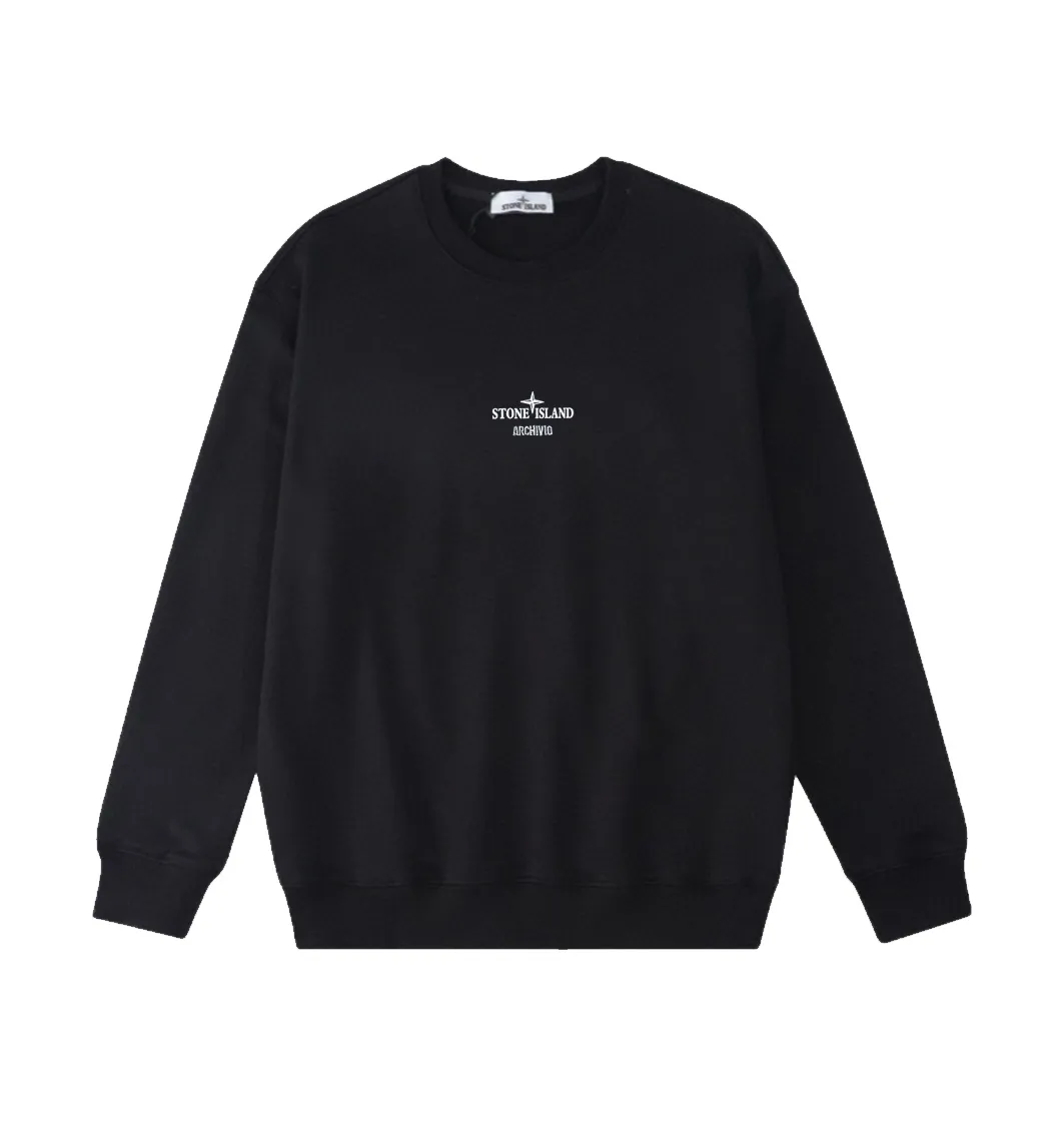 W807#P160💰 Stone Island Stone Island back cotton logo printed round neck long-sleeved sweatshirt! Versatile base round neck sweatshirt for couples! Simple armband design, customized 1*1 thread (fine texture), 380g double-strand large terry fabric, very good quality, foreign trade craftsmanship, respect the original version! The threads at the cuffs and hem are all original bartacks! The time-consuming and material consumption distinguishes the ordinary version on the market! Tops worn by celebrities from all walks of life on INS, can be matched with couple styles!  Color: Black White Size: M-XXL